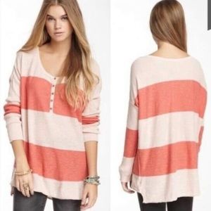 Free People Beach Gold Rush Henley Sweater Large